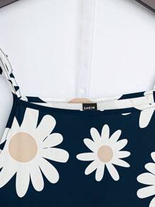 EMERY ROSE Women's Summer Casual Floral Print Tie-Shoulder Jumpsuit - Navy Blue - View 3