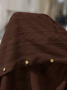 Manfinity BRENVOR 男士修身提花针织翻领短袖休闲衬衫，适合夏季日常穿着 - 棕色 - 查看 5