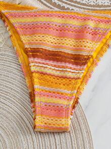 Swim Mod 3件套波西米亚风格钩编面料抽绳泳衣罩衫和比基尼套装