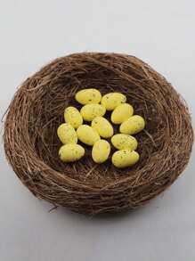 1pc Handmade Imitation Bird's Nest Garden Decoration, Thick Woven Brown Grass Bird's Nest For Pet Birds Or Parrots
