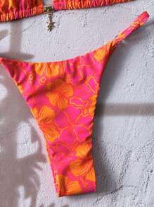 Swim Mod 2pcs Women Random Floral Print Spaghetti Strap Sexy Bikini Set, Summer - Multicolor - View 5