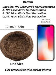 1pc Handmade Imitation Bird's Nest Garden Decoration, Thick Woven Brown Grass Bird's Nest For Pet Birds Or Parrots