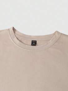 Manfinity Homme Plus Size Men's Anchor Print Crew Neck Short Sleeve Casual Versatile T-Shirt - Khaki - View 4