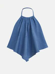 SHEIN Bộ 2 món đồ thường ngày đơn giản thoải mái cho bé gái tuổi mới lớn Áo crop top và chân váy ngắn - Hồng - Xem 8