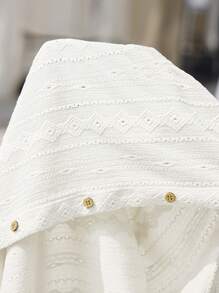 Manfinity BRENVOR 男士针织提花修身 Polo 领短袖休闲衬衫，适合夏季日常穿着 - 白色 - 查看 5