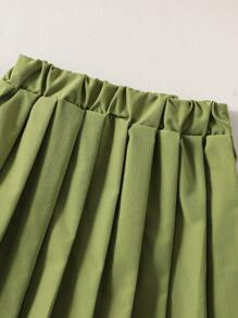 Elladie kids Girls' Casual Everyday Knit Cardigan Jacket With Bow, Paired With Green Skirt, Lively & Cute Autumn/Winter Outdoor 2-Piece Set, Back To School Outfit, Waffle Texture Fall - Multicolor - View 4