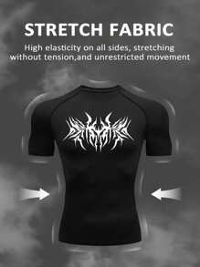 Manfinity Sport Corelite Conjunto de ropa deportiva tipo novio de moda casual con estampado gótico, que incluye top de manga raglán y pantalones largos, adecuado para el verano. Negro, conjunto de gimnasio, conjunto de ropa de gimnasio, ropa deportiva, conjunto de ropa de ejercicio, ropa de ejercicio gótica, conjunto de entrenamiento, top de gimnasio, transpirable para otoño.
