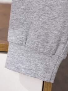 SHEIN 男婴拉链熊印花休闲圆领短袖T恤和裤子套装，夏季