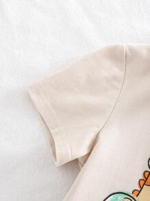 Cozy Pixies 2pcs/Set Baby Boy Cartoon Animal Pattern Polo Collar Short Sleeve Top And Casual Shorts Set