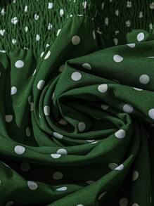 Linhara 大码女式波点荷叶边多层袖休闲日常衬衫