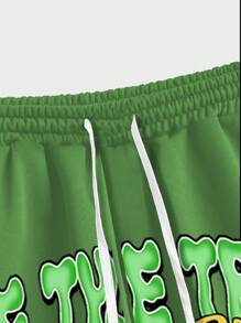 Manfinity EMRG Herren Große Größen Set aus Grafik-Muster Rundhals Kurzarm T-Shirt und Shorts mit Kordelzug