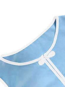 SHEIN Clasi 2 pezzi/Set Tuta casual in tinta unita per donne taglie forti, composta da gilet e pantaloni - Blu e Bianco - Visualizzare 6