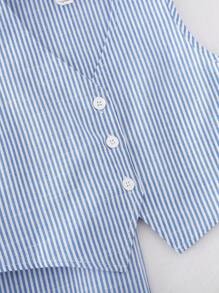 SHEIN Ensemble élégant et mode de couleur bloquée à rayures sans manches pour jeunes filles