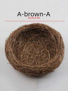 1pc Handmade Imitation Bird's Nest Garden Decoration, Thick Woven Brown Grass Bird's Nest For Pet Birds Or Parrots