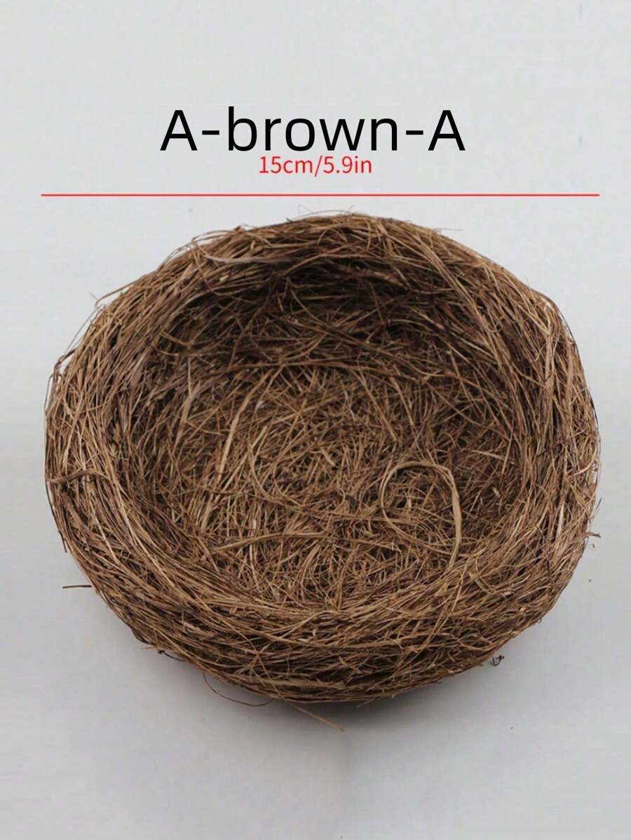 1pc Handmade Imitation Bird's Nest Garden Decoration, Thick Woven Brown Grass Bird's Nest For Pet Birds Or Parrots