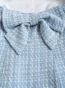 Sweetra 女士时尚优雅高端百搭粉色粗花呢蝴蝶结抹胸迷你连衣裙