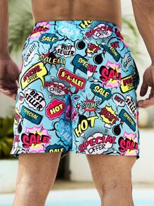 Surfspeed Men's Summer Vacation Allover Print Drawstring Waist Beach Shorts - Multicolor - View 2