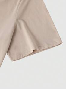 Manfinity Homme Plus Size Men's Anchor Print Crew Neck Short Sleeve Casual Versatile T-Shirt - Khaki - View 3