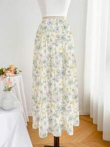 SHEIN Unity Summer Floral Patchwork A-Line Skirt - Multicolor - View 2