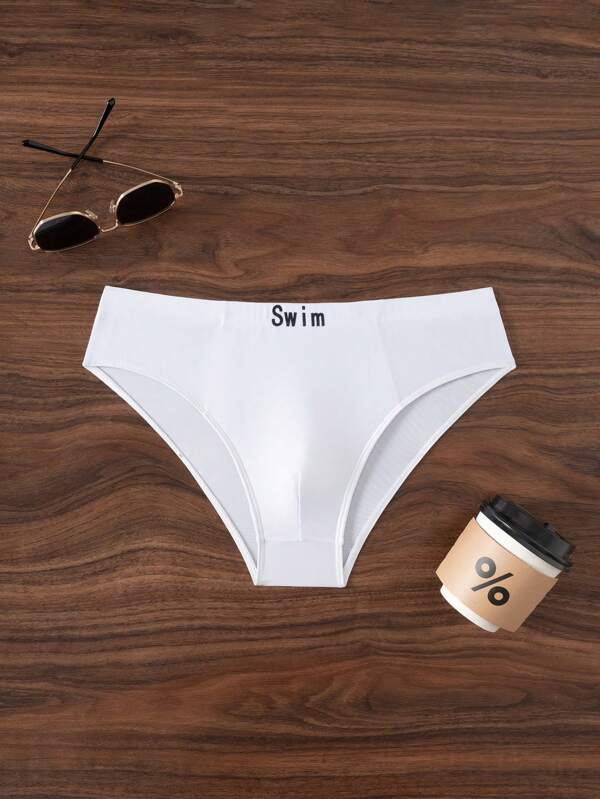 Manfinity Swimmode Short de bain casual pour homme avec impression de lettres de vacances