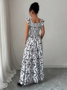 Elenzga Women's Elegant Allover Print Ruffle Hem Summer Dress - Multicolor - View 2