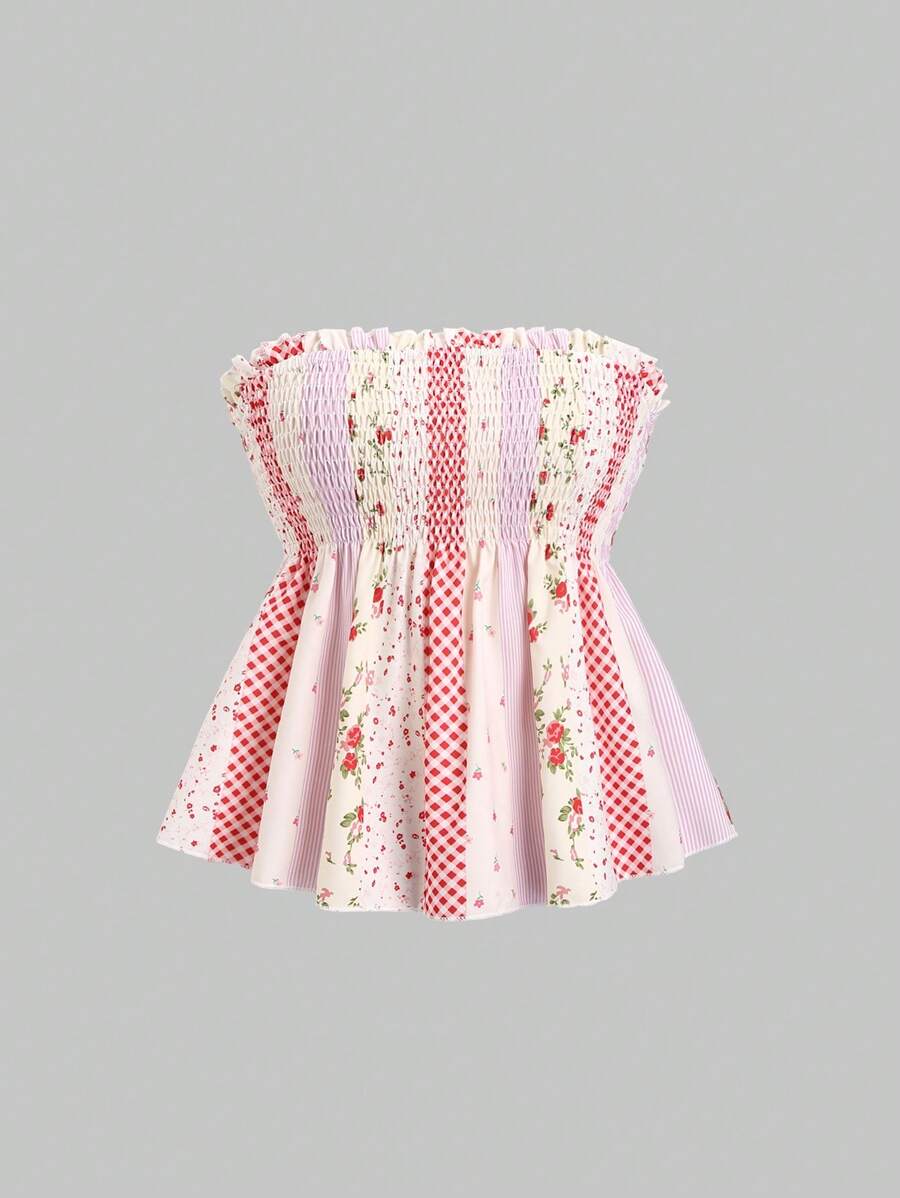 Sweetra Women's Summer Ditsy Floral Tube Top - Multicolor - View 1