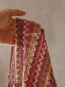 SHEIN Swim Women All-Over Print Twist Front Long Sleeve Cover Up Top, Suitable For Summer