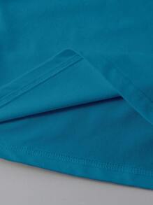 SHEIN LUNE Plus Size Women's Summer Western Style Cowboy Heat Transfer Print Casual Short Sleeve T-Shirt Graphic Tees Women Tops - Teal Blue - View 4