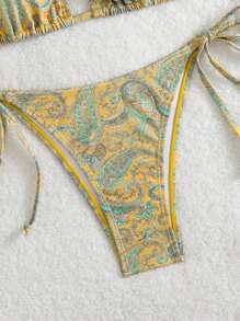 Swim Mod Women's Summer Beach Vacation Paisley Print Halter Bikini Set, Random Print - Multicolor - View 4