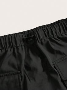 SHEIN Girlism Falda Cruzada De Cintura Alta De Estilo Vintage Y Corte Holgado Con Bolsillos Grandes Para Niñas Preadolescentes