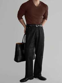 Manfinity Hypemode 男士简约时尚休闲都市粗针织长袖毛衣，日常穿着，适合朋友