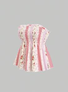 Sweetra Women's Summer Ditsy Floral Tube Top - Multicolor - View 2