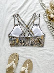 Swim SPRTY Reggiseno sportivo con stampa, a triangolo con spalline a spaghetti