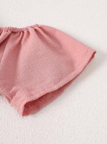 Young Girl 3D Bow Backless Jumpsuit, Off Shoulder & Conventional Styles - Pink - View 6