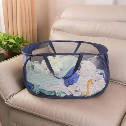 1pc Foldable Dry And Wet Separation Dirty Clothes Basket With Handle, Extra-Large Multi-Grid Dark And Light Color Clothes Separation Suitable For Big Family After Bathing Clothes Or Towels Storage Basket, Gray Blue, Black, Dark Green Dress Pants Shoes Jeans Boots Skirt(Available In Multiple Colors)