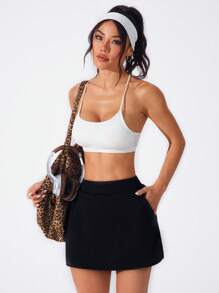CourtClass Women Solid Color Simple Fashionable Sports Skirt, Suitable For Summer