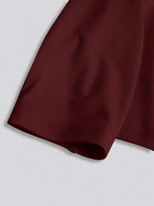 Zolique Kaos Lengan Panjang Wanita dengan Motif Huruf, Kaos Kasual, Atasan untuk Musim Semi dan Gugur - Burgundy - View 4