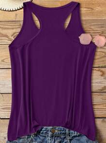 Calvaya Plus Slogan Graphic Tank Top Graphic Tees Women Tops - Purple - View 2