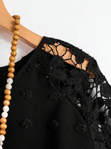 SHEIN LUNE Cămașă din dantelă cu îmbinare în jacquard de mărime Plus, potrivită pentru vară