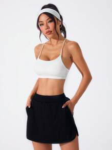 CourtClass Women Solid Color Simple Fashionable Sports Skirt, Suitable For Summer