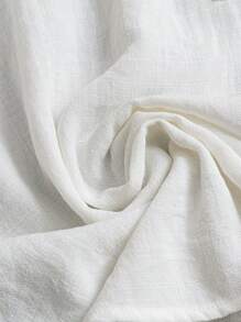 SHEIN LUNE Plus Size Solid Color Front Button Pocket High Low Casual Shirt - White - View 5