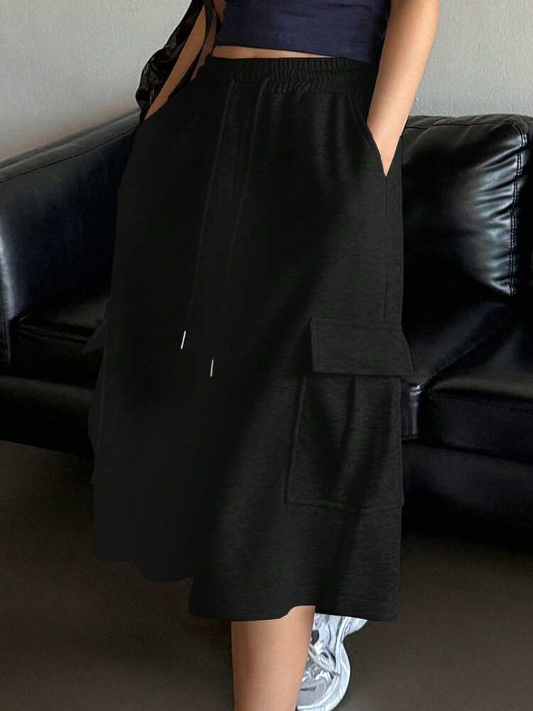 Women's Loose Plain Cargo Shorts With Large Pockets Y2k