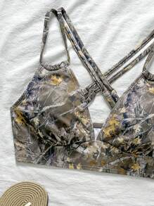 Swim SPRTY Reggiseno sportivo con stampa, a triangolo con spalline a spaghetti