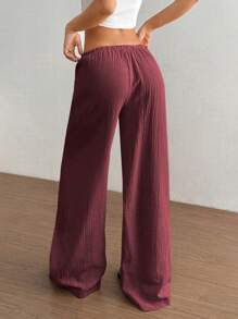 Flirla Pantalones rectos de algodón de cintura alta informales para mujer