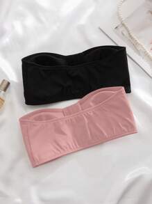 Shein Underwear&Sleepwear Basics Set de 2 piezas de sujetador con cierre delantero acolchado para mujer, multicolor