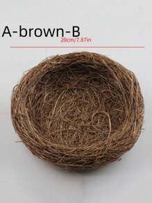 1pc Handmade Imitation Bird's Nest Garden Decoration, Thick Woven Brown Grass Bird's Nest For Pet Birds Or Parrots