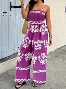 Breezaya Plus Size All Over Print Romper For Women