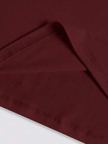 Zolique Kaos Lengan Panjang Wanita dengan Motif Huruf, Kaos Kasual, Atasan untuk Musim Semi dan Gugur - Burgundy - View 6