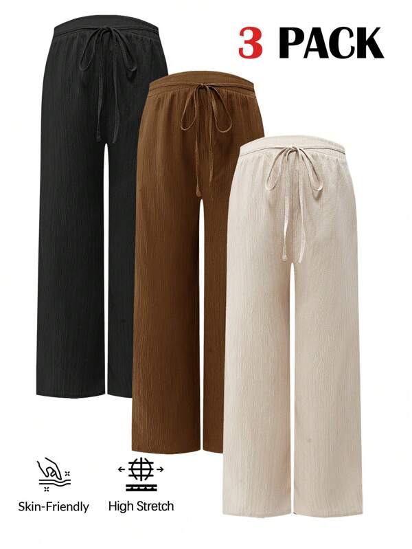 Modmama Maternity Solid Color Drawstring Waist Wide Leg Loose Casual Pants