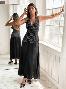 Calvaya Abito lungo elegante con cintura, taglie curvy per donna